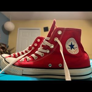 Chuck Taylor all star high top converse red 7.5M. 9.5W